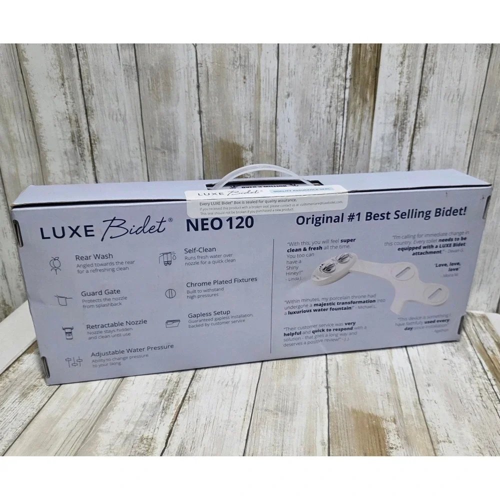 Luxe Bidet Neo 120 White Self-Cleaning Nozzle Bidet Attachment Home Installation